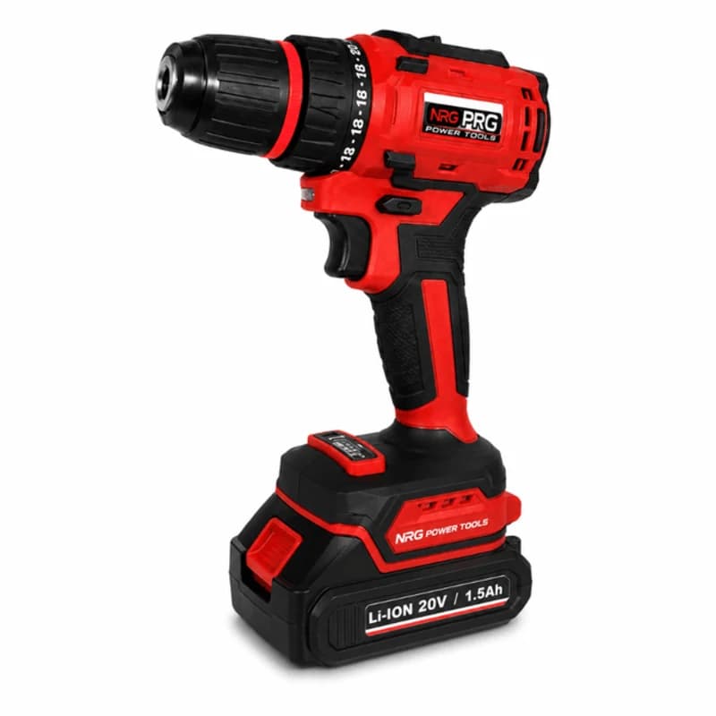 NRG Brushless Cordless Drill 20V with Two 1.5Ah Batteries & Charger