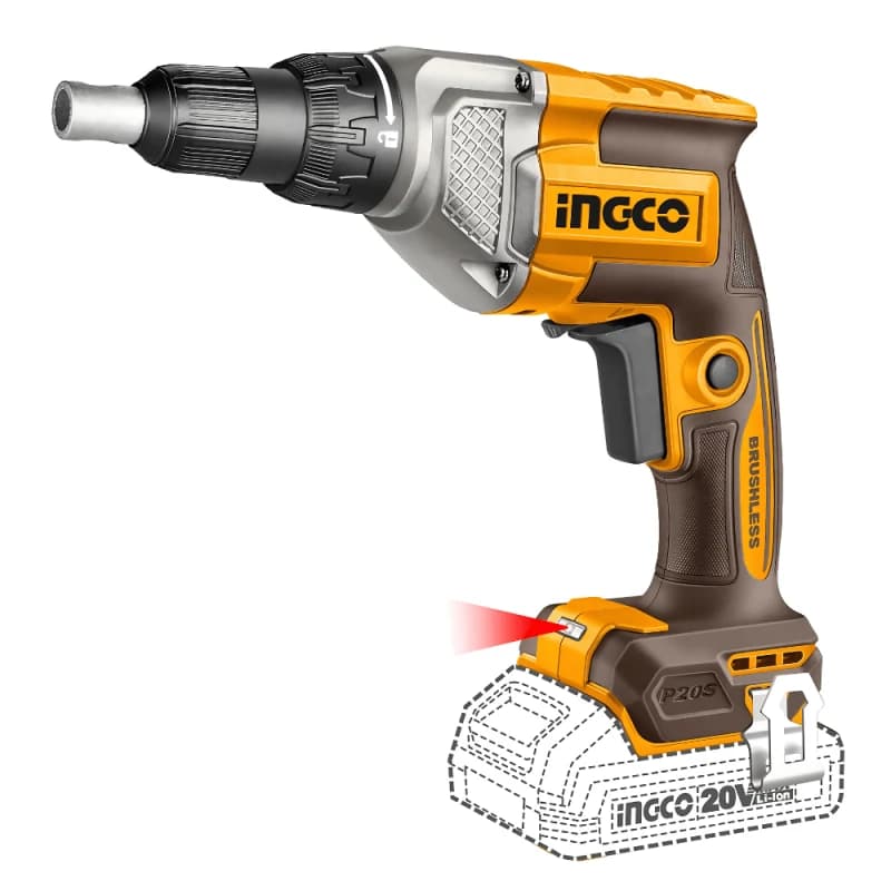 Ingco 20V Cordless Drywall Screwdriver With Battery And Charger