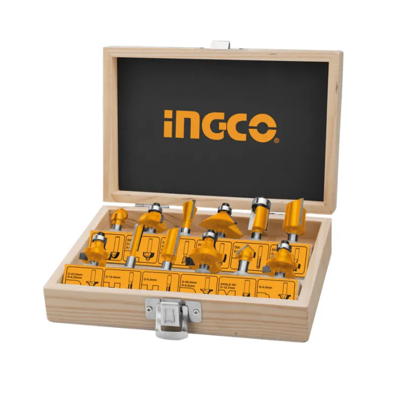 Ingco 12 Pieces Router Bits Set 8mm Shank Diameter