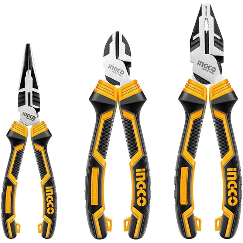 Ingco 3-Piece High Leverage Plier Set with TPR Grip