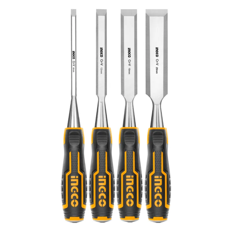 Ingco 4-Piece Wood Chisel Set with CR-V Blade